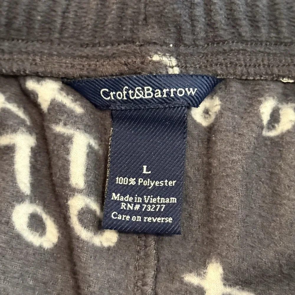 Croft & Barrow Men's L Sleep Pants Gray Football Print Tie Waist Leisurewear